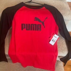 Puma Red and Black Long Sleeve Kids Tee